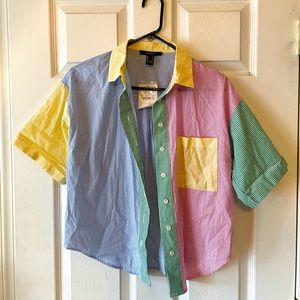 Multicolored striped button down shirt 👚